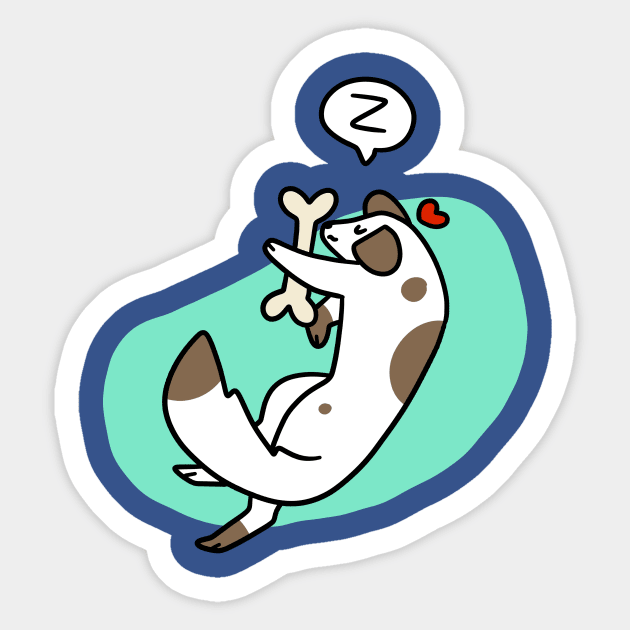 Dog Sleeping with Bone Sticker by saradaboru